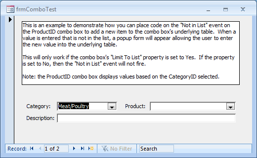 Microsoft Access Combo Box Filter Format