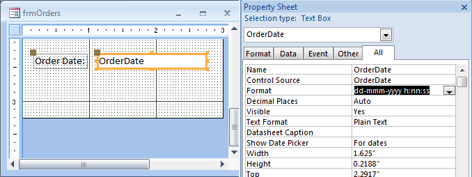 Ms Access Define A Custom Format For A Date Time Field On A Form