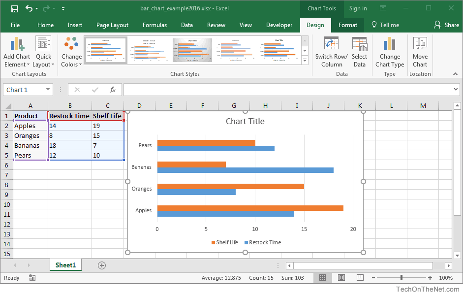 MS Excel How To Create A Bar Chart