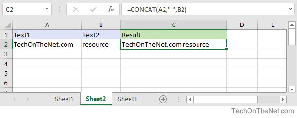 Excel CONCAT Function