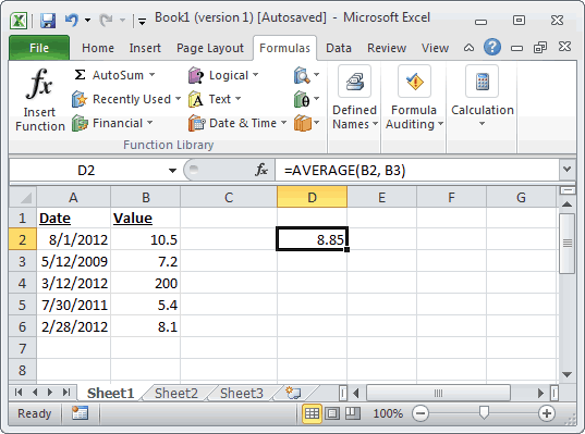 average formula in excel for mac