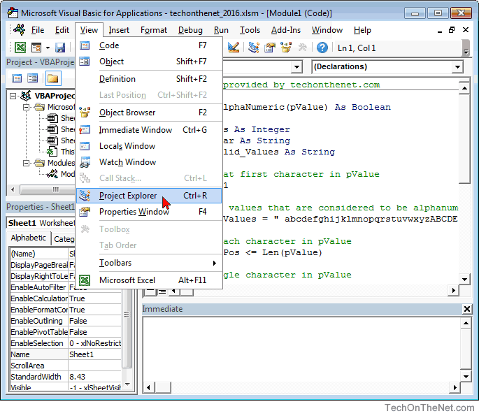 vba project excel