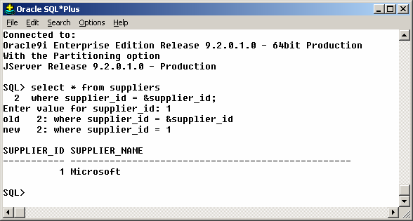 Oracle / Prompt user a parameter value SQLPlus