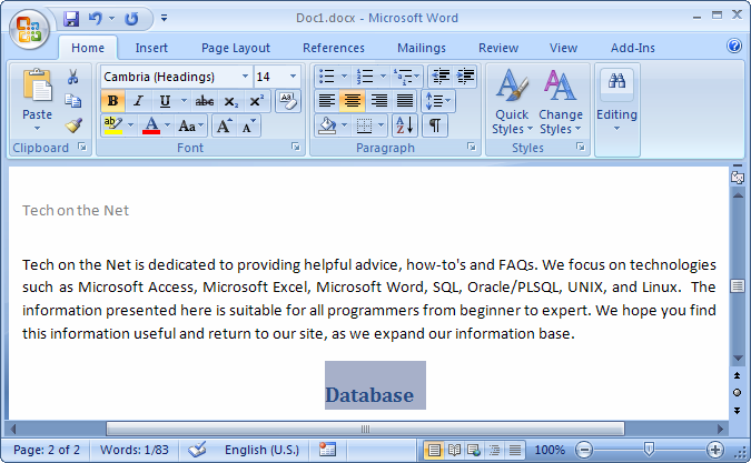microsoft word header on first page only 2010