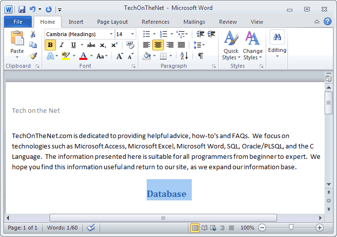 how to center text in word document