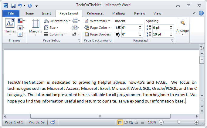 word headers different on each page
